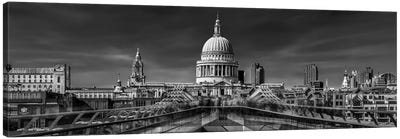 The Cathedral And The Millennium Bridge Canvas Art Print - London Skylines