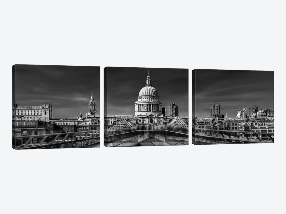 The Cathedral And The Millennium Bridge 3-piece Canvas Artwork