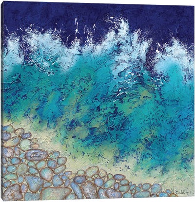 Rocky Beach Canvas Art Print - Ocean Blues