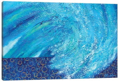 Bubbly At The Beach Canvas Art Print - Ocean Blues