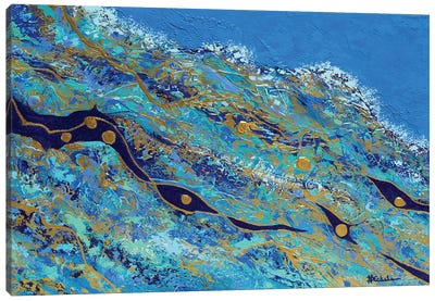 Golden Flow Canvas Art Print - Ocean Blues