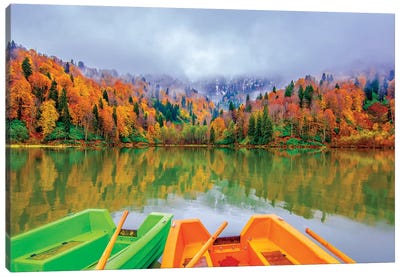 Boats Of Lake Canvas Art Print - Nejdet Duzen