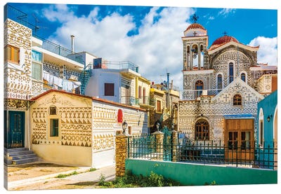 Pirgi Town Of Chios Island Canvas Art Print - Churches & Places of Worship