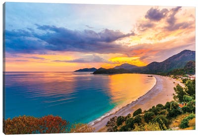 Beach Sunset Canvas Art Print - Turkey Art