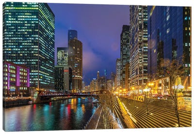 Chicago Lights Canvas Art Print - Chicago Skylines