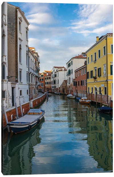 Canal View In Venice Canvas Art Print - Nejdet Duzen