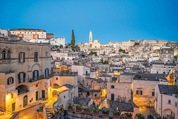 Matera Town In Blue Hour, Italy