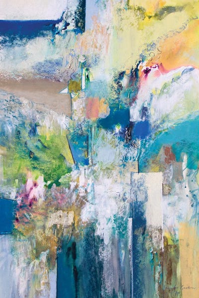 Jennifer Gardner: Flow Blue With Gold Leaf I by Jennifer Gardner