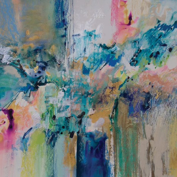 Jennifer Gardner: Flow Blue With Gold Leaf V by Jennifer Gardner