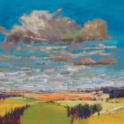 Patchwork Fields And Summer Clouds by Jennifer Gardner framed canvas print