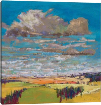 Patchwork Fields And Summer Clouds Canvas Art Print - Jennifer Gardner