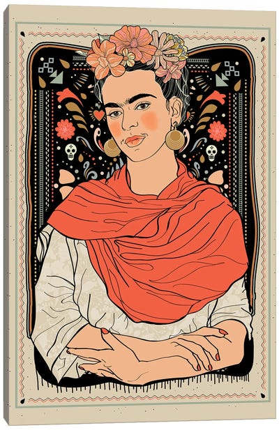 Frida Floral Canvas Art Print - Frida Kahlo