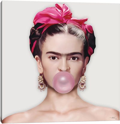 Bubblelicious Canvas Art Print - Frida Kahlo