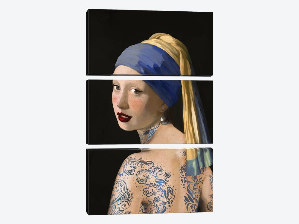 Girl With A Pearl Earring by Nettsch 3-piece Art Print