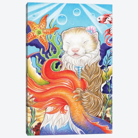 Ferret Mermaid Canvas Print #NEW10} by Natalie Ewert Canvas Artwork