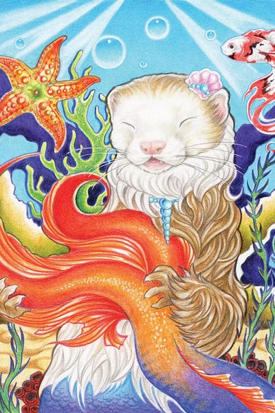 Ferrets: Ferret Mermaid by Natalie Ewert
