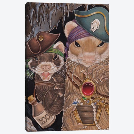 Ferret Pirate Treasure Canvas Print #NEW12} by Natalie Ewert Canvas Artwork