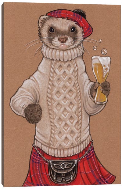 Ferret Scotsman Canvas Art Print - Beer Art