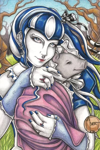 Pigs: Goth Girl With Pig by Natalie Ewert