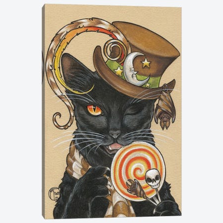 Halloween Cat With Lollipop Canvas Print #NEW17} by Natalie Ewert Canvas Print