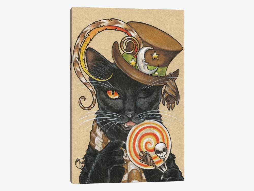 Halloween Cat With Lollipop by Natalie Ewert 1-piece Canvas Print