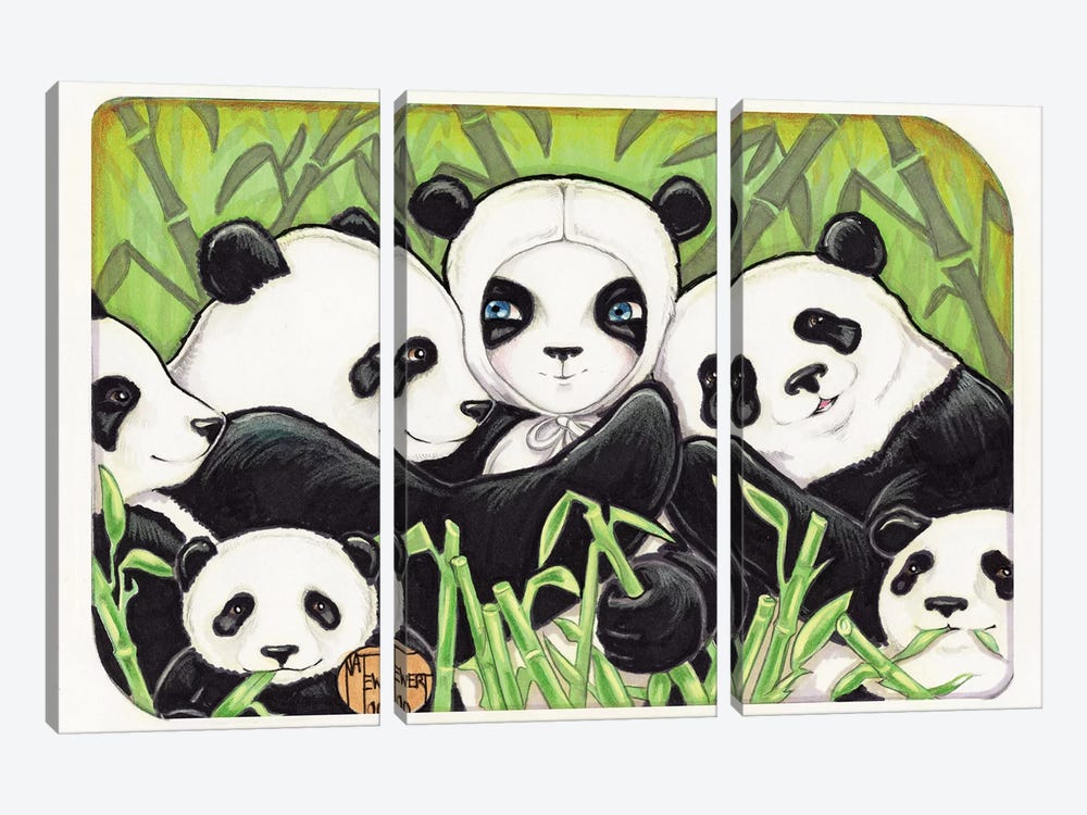 Panda Family by Natalie Ewert 3-piece Art Print