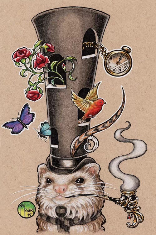 Tall Hat Ferret by Natalie Ewert wall art