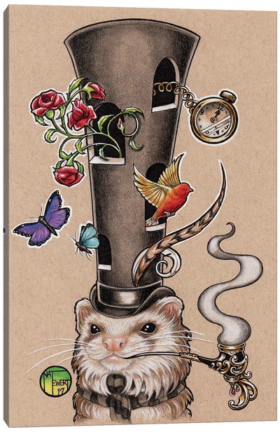 Tall Hat Ferret Canvas Art Print - Natalie Ewert