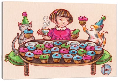 Cupcake Party Canvas Art Print - Tea Art