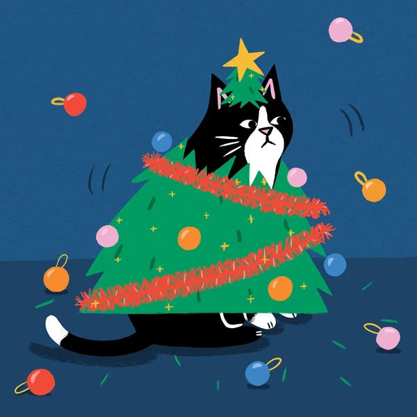 Tuxedo Cats: Christmas Tree Cat by Nat Ellis