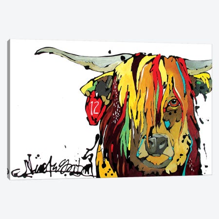Highland Cow Canvas Print #NGA22} by Nicole Gaitan Canvas Wall Art