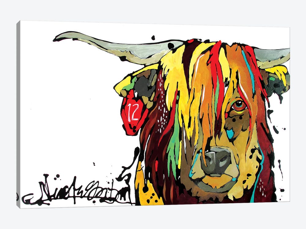 Highland Cow by Nicole Gaitan 1-piece Canvas Artwork