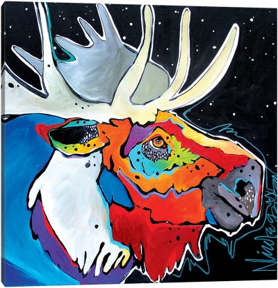 Moosing Around Canvas Art Print - Moose Art