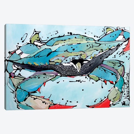 Blue Crab Canvas Print #NGA8} by Nicole Gaitan Canvas Artwork