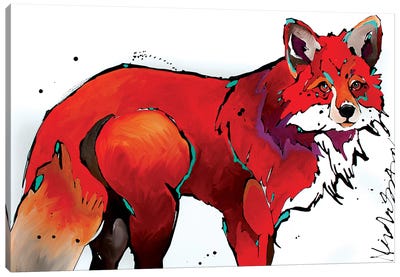 Bright Red Handed Canvas Art Print - Fox Art