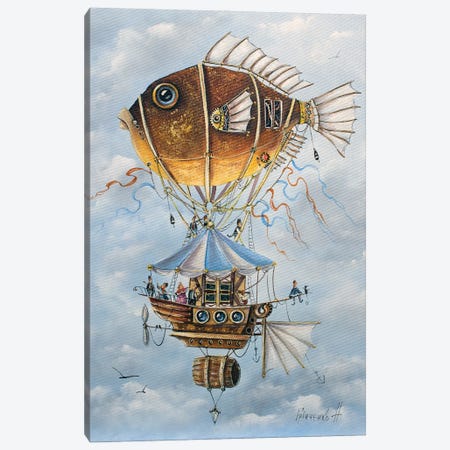 A Very Fun Trip On A Mechanical Fish Canvas Print #NGR100} by Natalia Grinchenko Canvas Artwork
