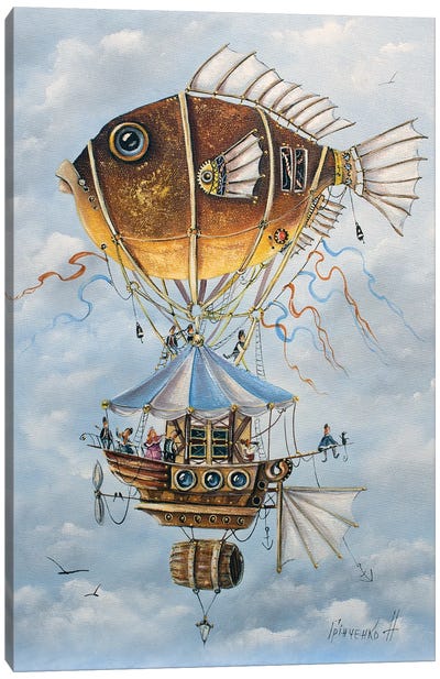 A Very Fun Trip On A Mechanical Fish Canvas Art Print - Natalia Grinchenko