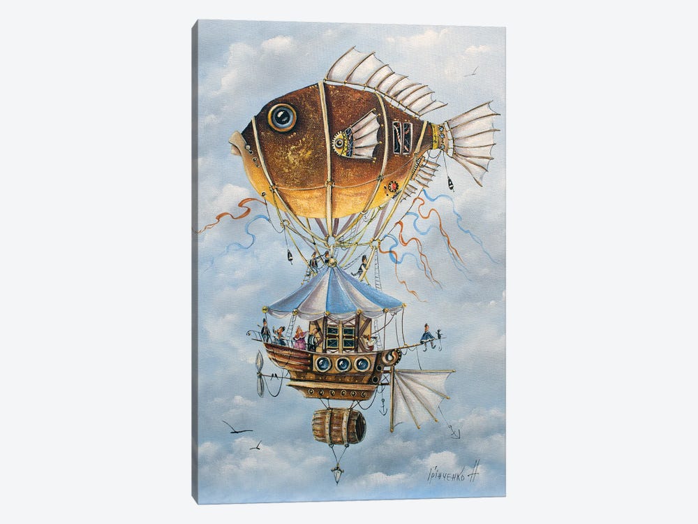 A Very Fun Trip On A Mechanical Fish by Natalia Grinchenko 1-piece Canvas Print