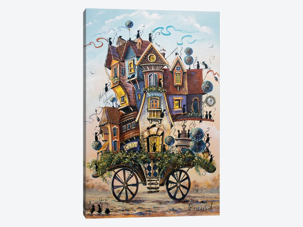Fun Entertainment In The Traveling City Of Cats by Natalia Grinchenko 1-piece Canvas Print