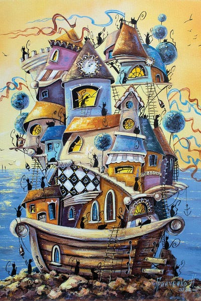The City Of Cats Will Soon Be On A Cruise by Natalia Grinchenko art print