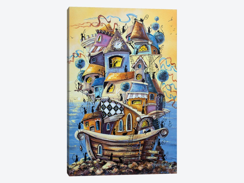 The City Of Cats Will Soon Be On A Cruise by Natalia Grinchenko 1-piece Canvas Artwork