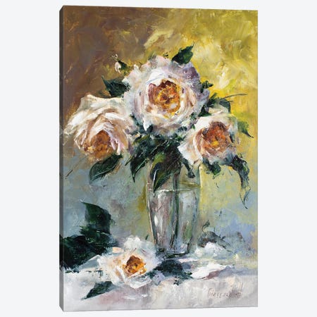 Bouquet Of White Roses Canvas Print #NGR108} by Natalia Grinchenko Canvas Artwork