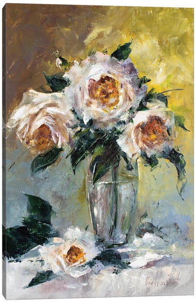 Bouquet Of White Roses Canvas Art Print - Natalia Grinchenko