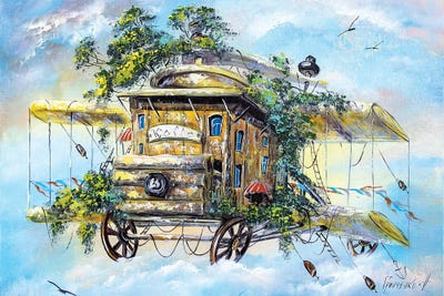 Flying Coffeemill by Natalia Grinchenko art print