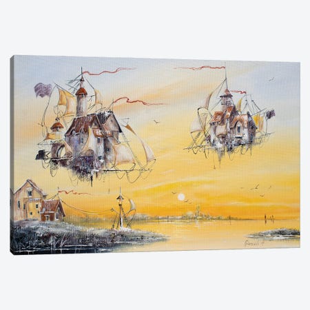 Flying Dutchmen In Golden Rays Canvas Print #NGR114} by Natalia Grinchenko Canvas Artwork