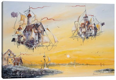 Flying Dutchmen In Golden Rays Canvas Art Print - Natalia Grinchenko