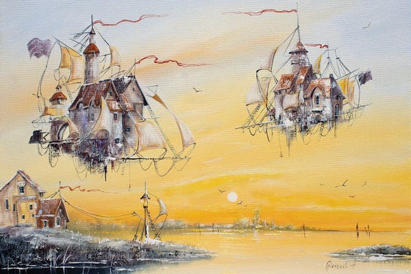 Natalia Grinchenko: Flying Dutchmen In Golden Rays by Natalia Grinchenko