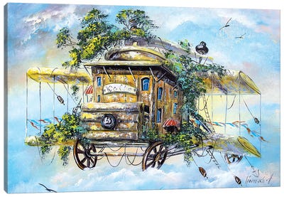 Flying Coffeemill Canvas Art Print - Natalia Grinchenko