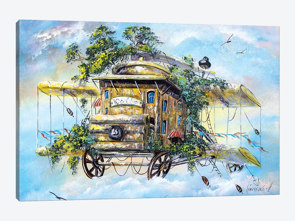 Flying Coffeemill by Natalia Grinchenko 1-piece Art Print