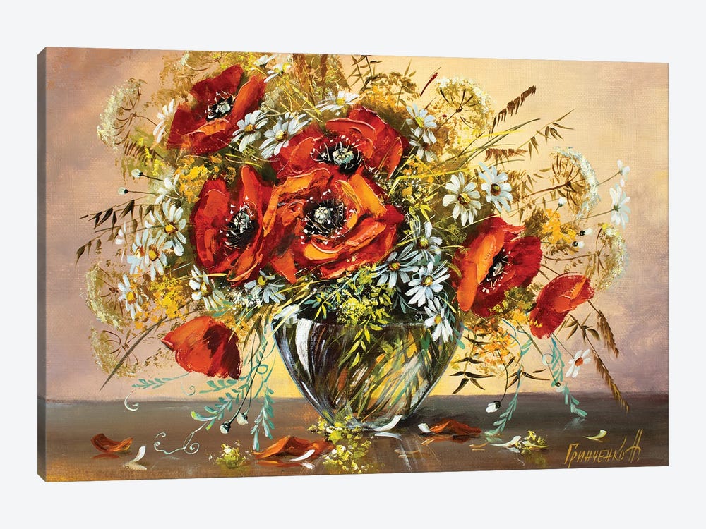 Poppies In A Summer Bouquet by Natalia Grinchenko 1-piece Art Print